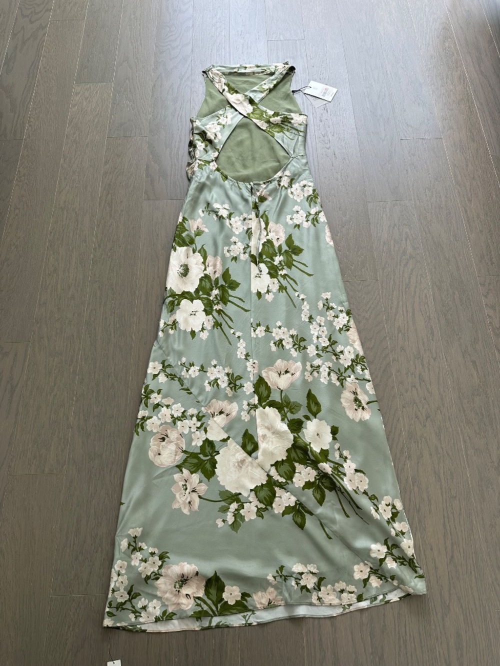Reformation ANAIIS Silk Maxi Dress Tarragon Green Floral - Size 4 - with tags - Picture 3 of 13